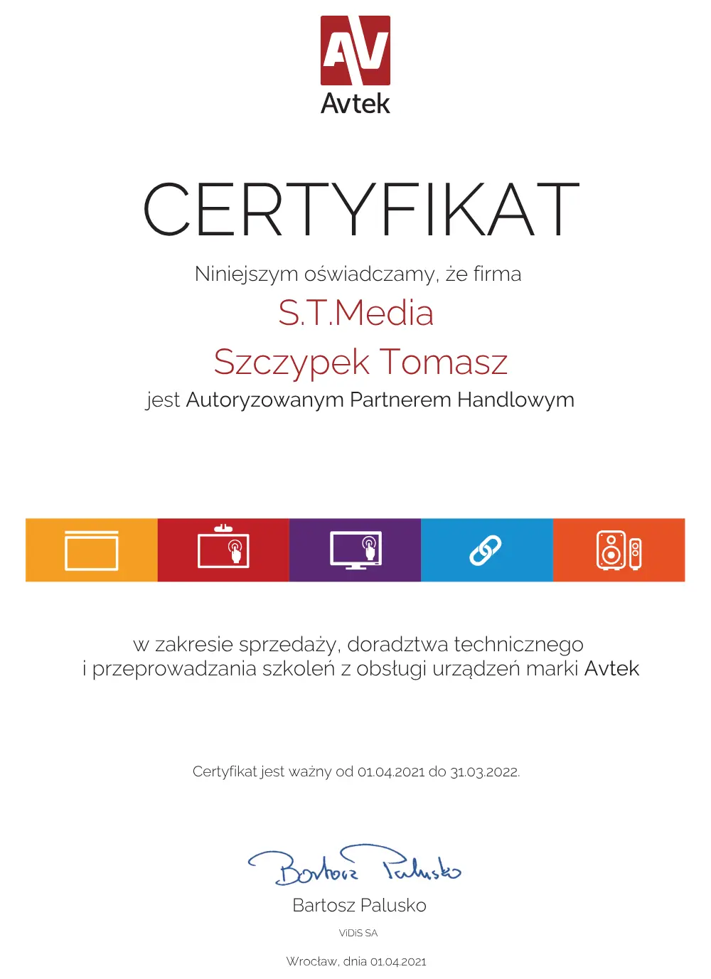 Certyfikat dla S.T.Media MWS 2021