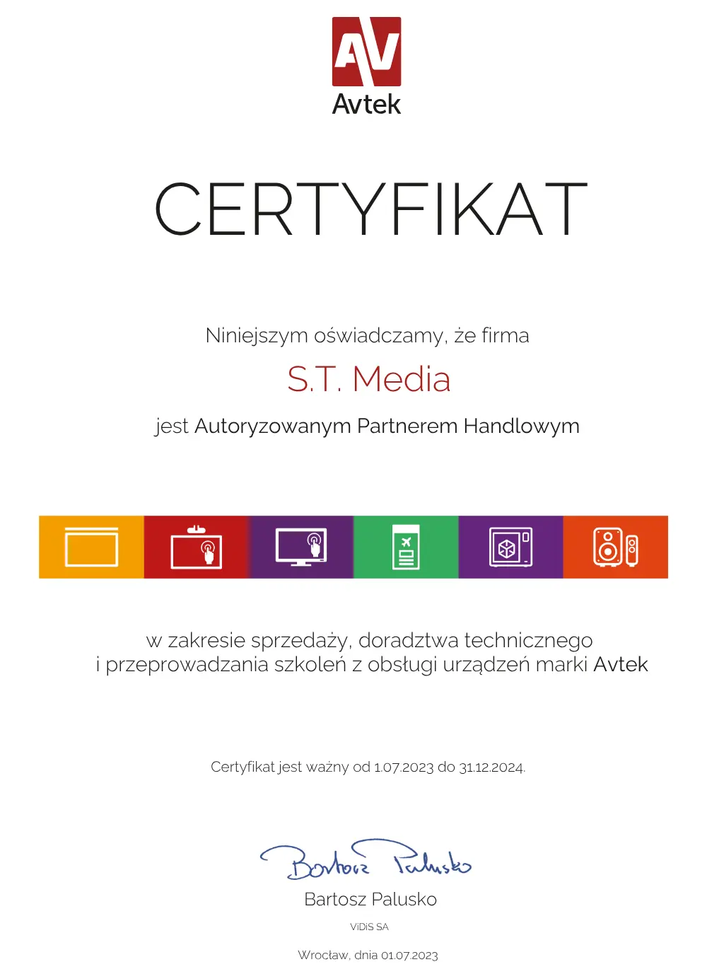 Certyfikat dla S.T.Media MWS 2024