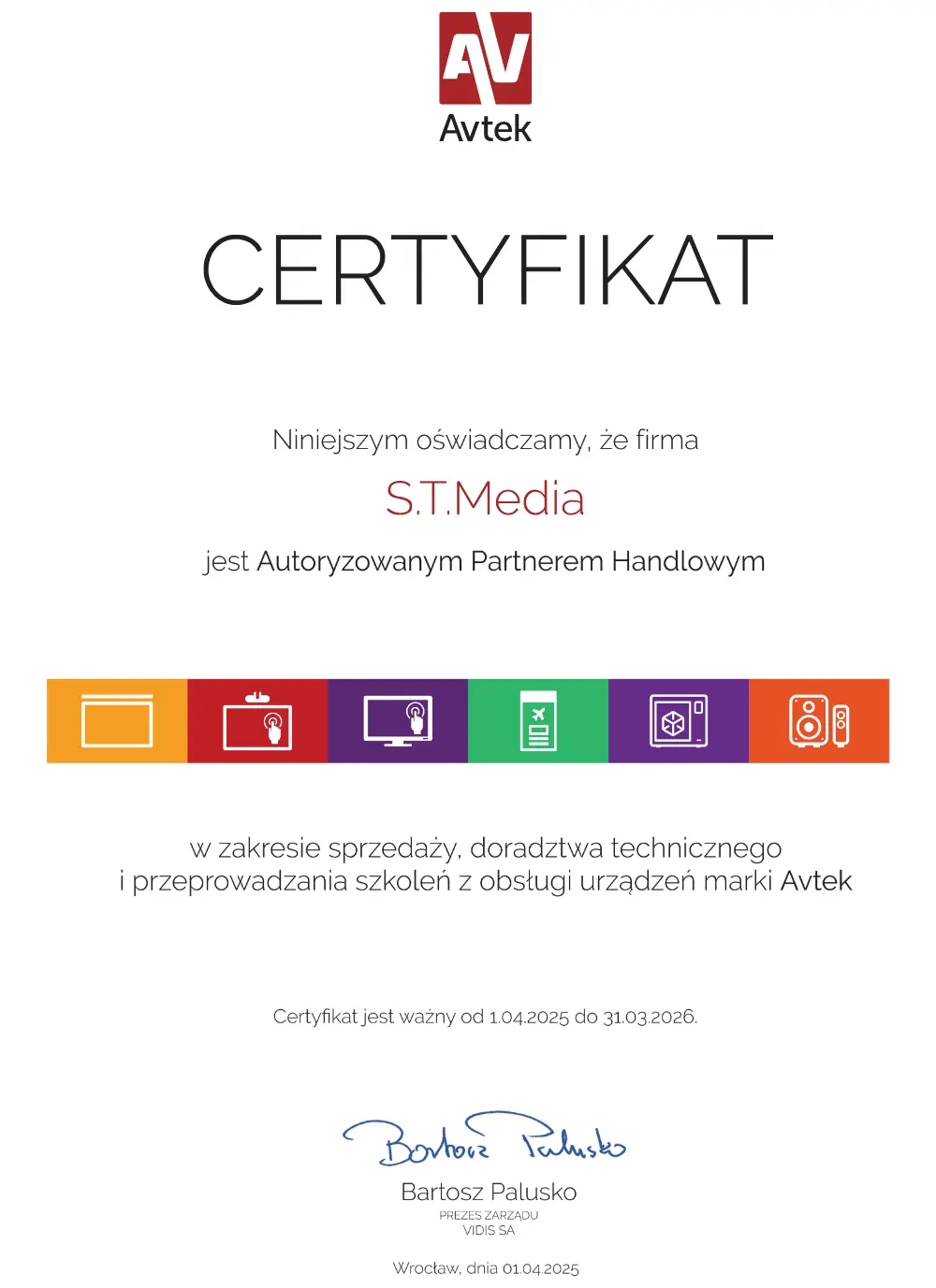 Certyfikat dla S.T.Media MWS 2026
