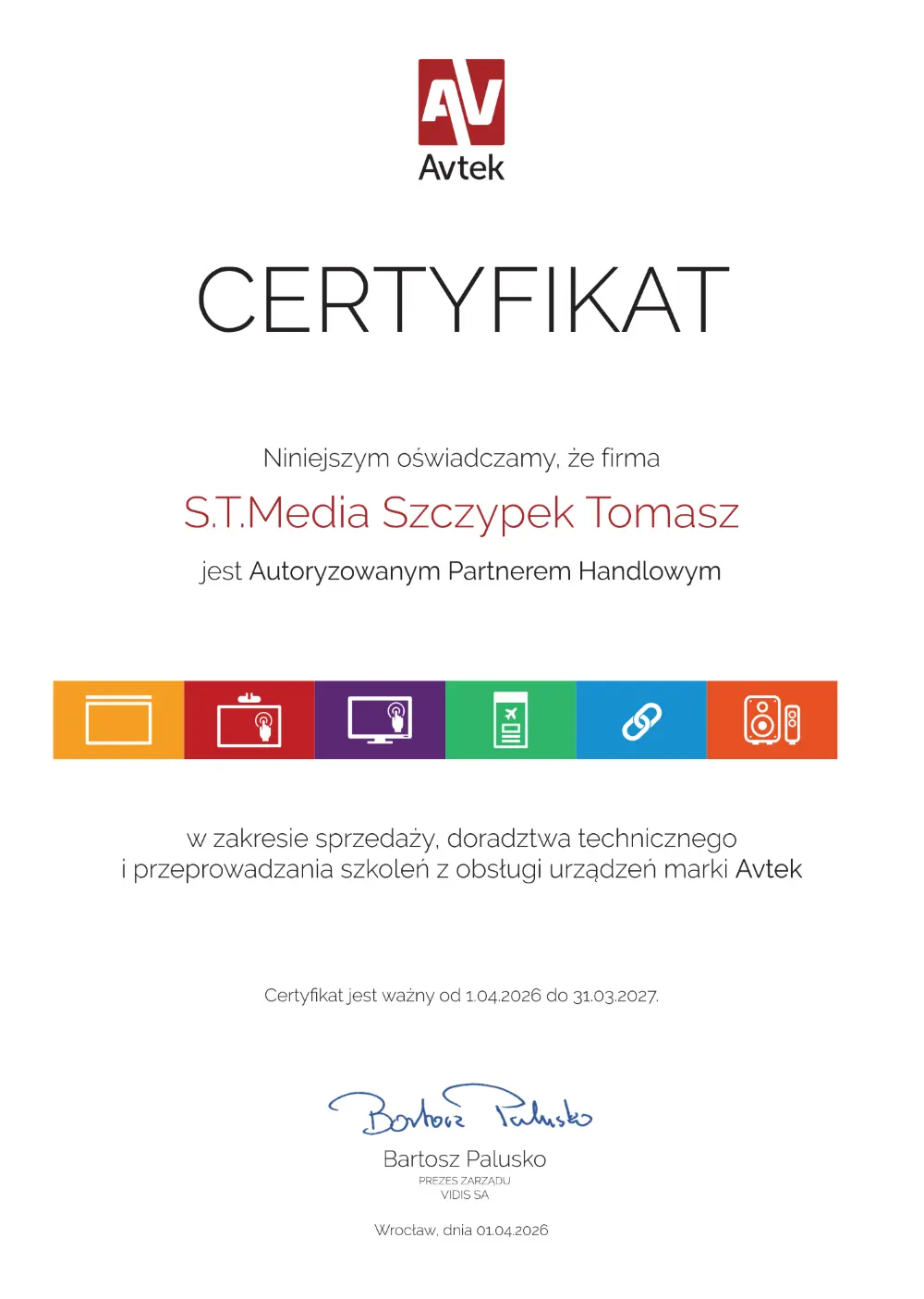 Certyfikat Avtek 2027